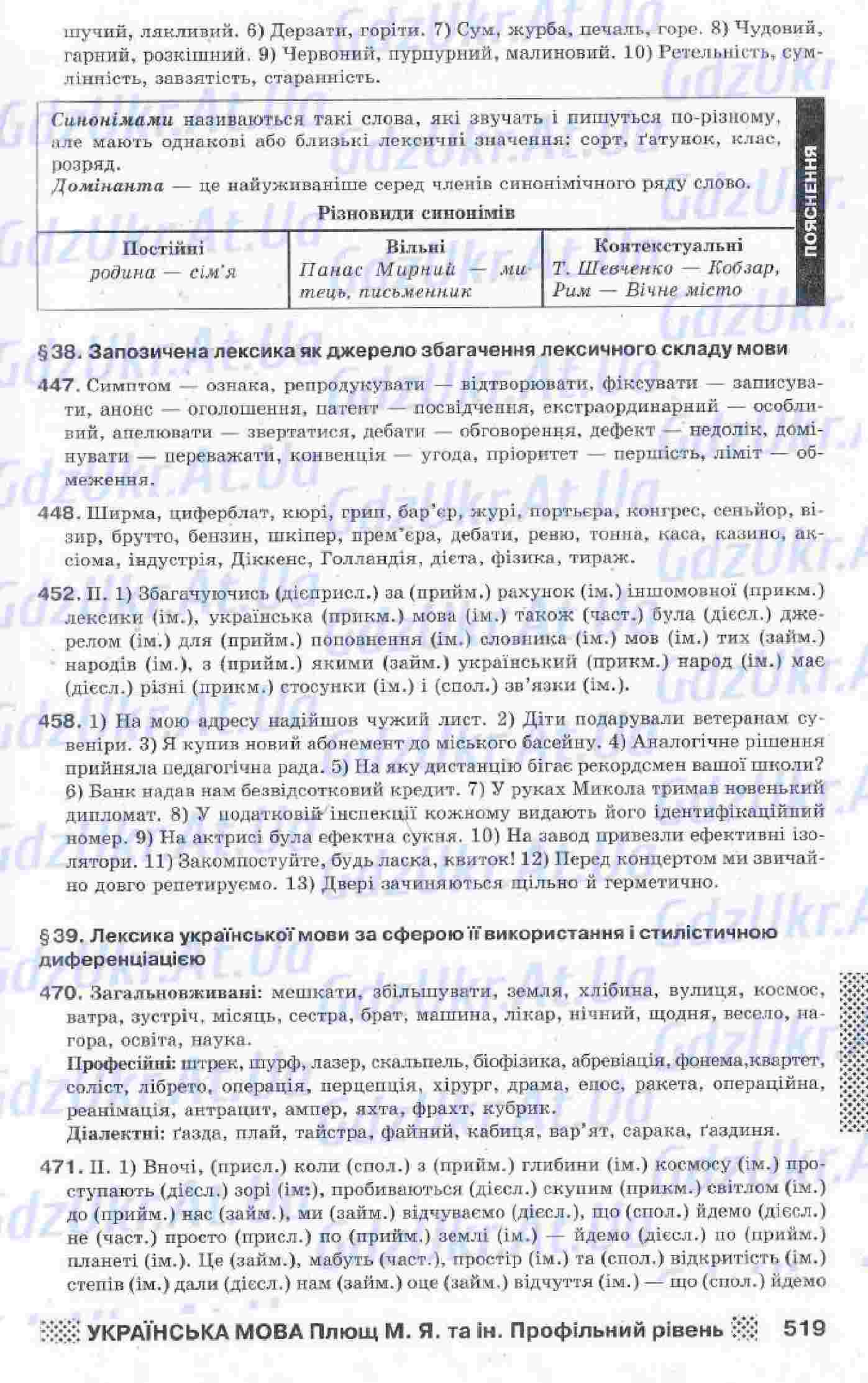 ГДЗ 10 клас українська мова М. Я Плющ, В. І. Тихоші, С. О. Караман, О. В.  Караман (профільний рівень)