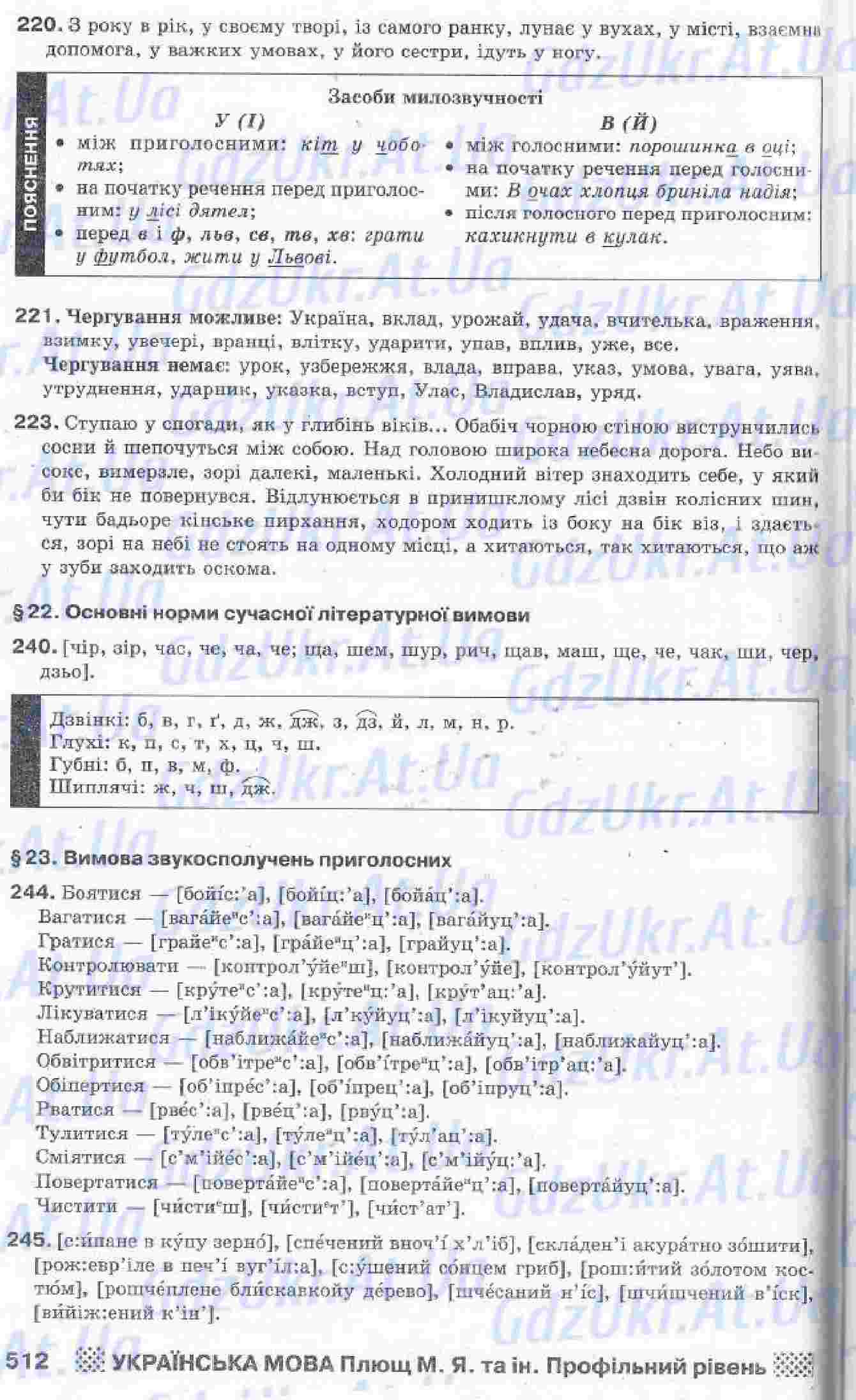 ГДЗ 10 клас українська мова М. Я Плющ, В. І. Тихоші, С. О. Караман, О. В.  Караман (профільний рівень)